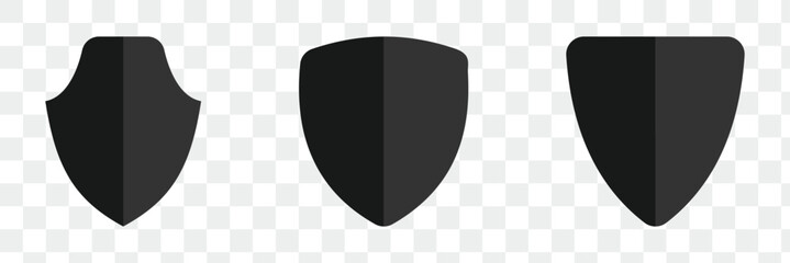 Shield icon set in vintage style. Protect shield security icon set. Shield badge quality symbol. Eps 10.