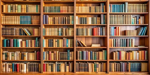 Bookshelf with neatly stacked books, quiet, education,  quiet, education, knowledge, study, academic ,stacked books, book lover
