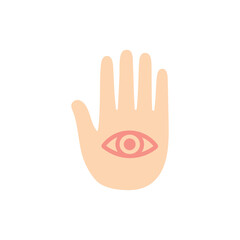 Mystical Hand Symbol with Central Eye