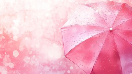 Pink umbrella with rain background