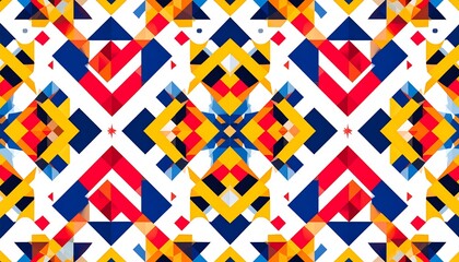 Geometric pattern of shapes and colors with a symmetrical kaleidoscopic arrangement