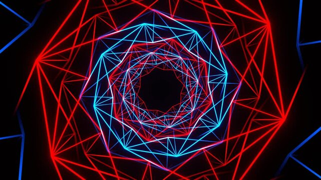 Red and Blue Neon Grided Lines Background VJ Loopin in 4K