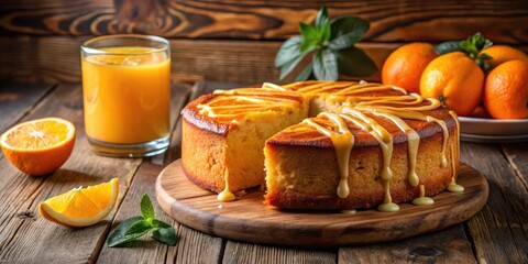 Cake with golden brown crust, soft texture