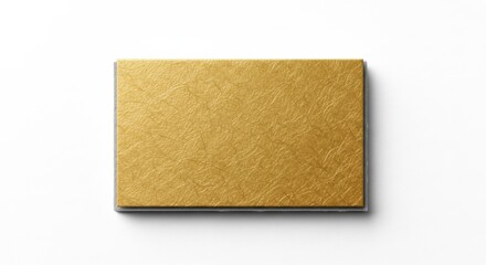 Golden Paper Rectangle on White Background High Angle View