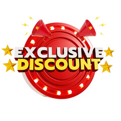 exclusive discount graphic with megaphone and coins