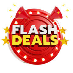 flash deals graphic with megaphone and coins