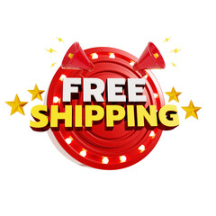 free shipping graphic with megaphone and coins