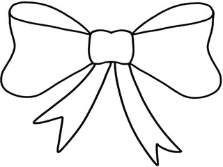 Black and White Bow Outline Clip art – Doodle Ribbon Line Art