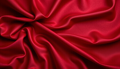 Obraz premium Luxurious red fabric drapes elegantly, showcasing its smooth texture and vibrant color. rich hue and soft folds create sense of warmth and sophistication, perfect for various design projects