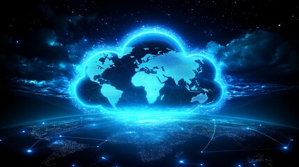 Global Connectivity in a Digital Cloud, symbolizing global connectivity and technology
