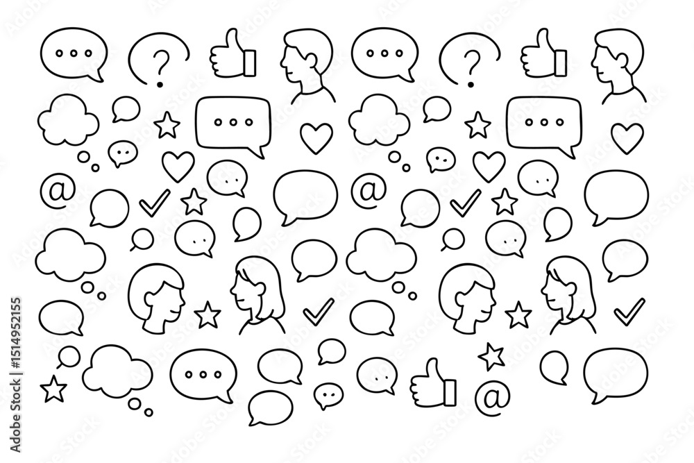 Fototapete chat balloon elements set, various types of chat balloon elements. chat balloon elements set