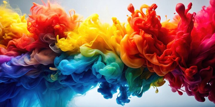 High-quality image of vibrant printer inks flowing in a spectrum of colors, showcasing a mesmerizing display of reds, blues, and yellows blending together, vibrant, spectrum