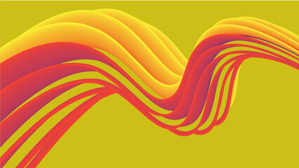 Vibrant Fluid Waves on Yellow Background
