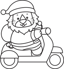 Outline of Cute Lion icon. Lineart of Funny baby Lion animal series stock illustration. life of fluffy Lion designs.