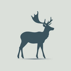 Obraz premium Deer Silhouette: A striking silhouette of a majestic deer with large antlers, poised elegantly against a soft backdrop, perfectly embodies the essence of grace and wilderness.
