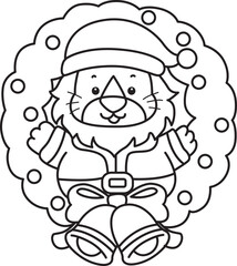 Outline of Cute Lion icon. Lineart of Funny baby Lion animal series stock illustration. life of fluffy Lion designs.