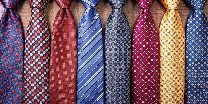 Elegant silk ties arranged in a harmonious symmetrical pattern, neckties, arrangement,  neckties