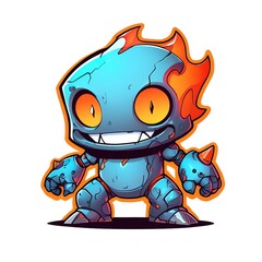 Obraz premium Fiery Metal Mayhem: A Cartoon Robot Design
