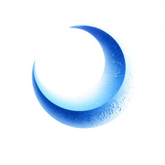 Blue Crescent Moon Water Drops Night Sky Abstract Art,