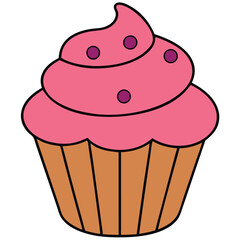 Cupcake flat vector illustration white background