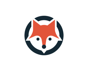 Fox logo created in vector minimalist style