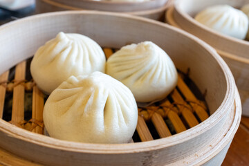 Steamed Dumplings in Bamboo Basket