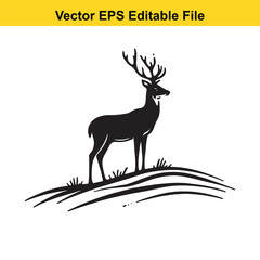 Whitetail Deer Line Art - Minimalist Western Sketch for Logo, Branding & Wall Decor