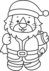 Outline of Cute Lion icon. Lineart of Funny baby Lion animal series stock illustration. life of fluffy Lion designs.