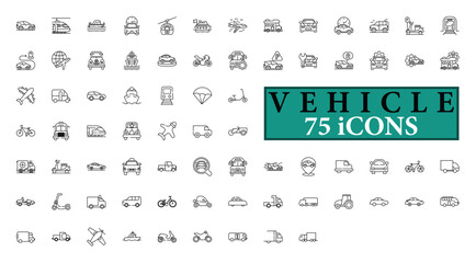 VEHICLE icon collection, with editable stroke. VEHICLE thin line icon set. Vector illustration.