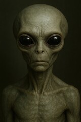 Realistic Alien Portrait with Large Black Eyes – Sci-Fi Concept