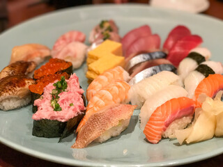 Assortment of Fresh Sushi Rolls