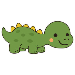 Fototapeta premium Happy Baby Dinosaur Character – Kawaii Style Clipart