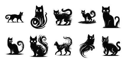 Haunted cat bundle black silhouette