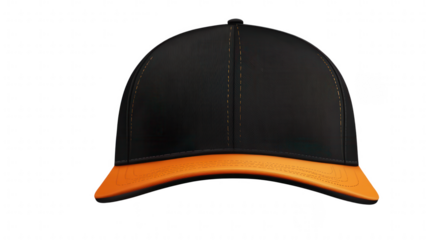 Modern Black Baseball Cap with Vibrant Orange Brim Partial View of a Stylish Sporty Headwear Accessory for Casual Wear and Outdoor Activities.

