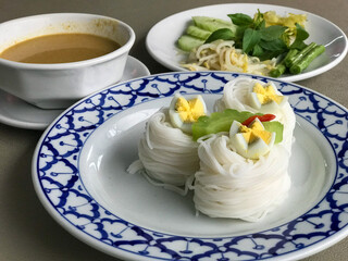 Traditional Thai Rice Noodles with Curry