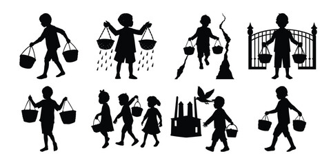 world day against child labor silhouette vector icon design with white backgrounds 