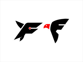 contrasting falcon bird logo facing each other.