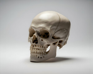 Detailed Anatomical Model of a Human Skull on White Background