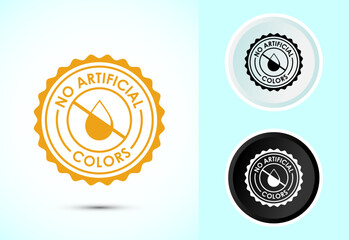 No artificial colors icon design illustration, Artificial color free badge label in color, black and white