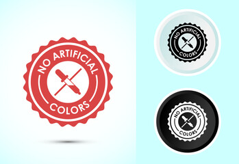 No artificial colors icon design illustration, Artificial color free badge label in color, black and white