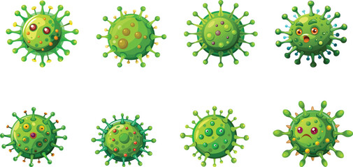 green virus image set vector illustration