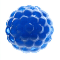 a blue ball of soap on a white surface