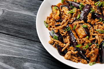 Chinese Eggplant stir fry with minced pork and garlic sauce