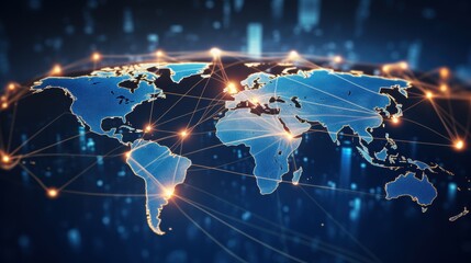 Logistics international delivery concept, World map with logistic network distribution on background.background for Concept of fast or instant shipping, Online goods orders worldwide