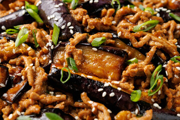 Chinese Eggplant stir fry with minced pork and garlic sauce