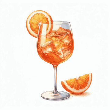 Venezia glow aperol spritz isolated watercolor vector illustration svg