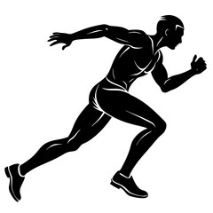 A silhoutee man running on white background