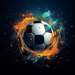 Fototapeta premium A vibrant soccer ball illustration with dynamic splashes of color. Perfect for sports-themed projects, graphic design, and promotional materials, showcasing modern creativity.
