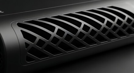 Sleek Black Cylindrical Design with Geometric Grill Pattern