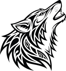 Fototapeta premium Fox head silhouette, sleek wild animal logo design.